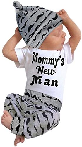 3pcs Roupas de menino bebê recém -nascido Bodysuit de verão Romper de manga curta +calça +roupas de chapéu