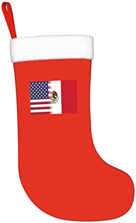 TZT American Flag and Mexican Flag Whrits Christmas Stockings, Natal Festas de festas de férias