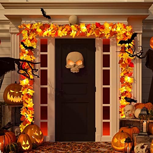2 pacote decoração de outono para decorações de ação de graças em casa folhas de bordo de outono iluminado
