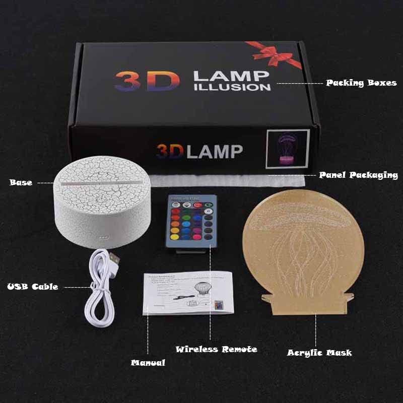 3d Night Light LED Tabela Visual Table Lamp Gream