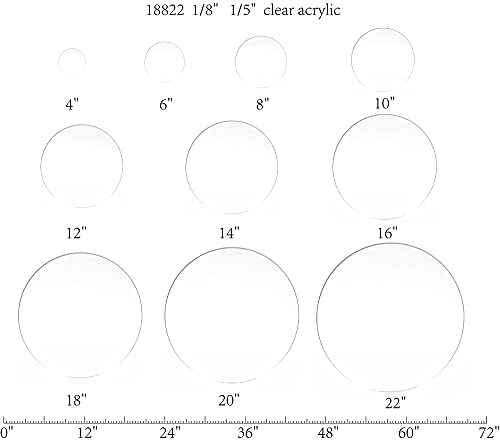 FixtUledisplays® 1pk 8 Clear acrílico acrílico Lucite Circle Round Disc, 1/8 espessura 18822-8 -1/8