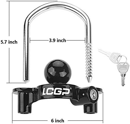 LCGP Black Trailer Hitch Lock Lock com 2 teclas, trava do acoplador universal, segurança de armazenamento