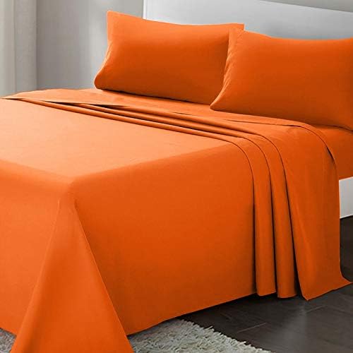 Artall Soft Microfiber Bed Sheet Conjunto de 4 peças com cama de bolso profundo - Queen, Orange