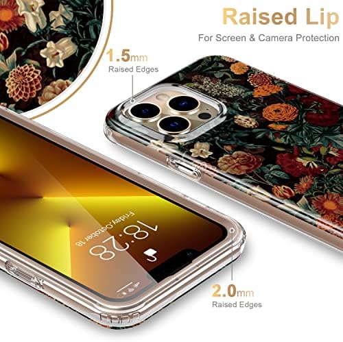 ESDOT iPhone 13 Pro Case com protetor de tela embutido, capa robusta de nível militar com designs da moda para