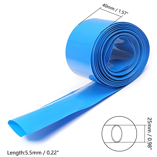 Bettomshin 1pcs azul pvc tambor de encolhimento de calor 18,04 pés 1,57 polegada plana para 18650 bateria