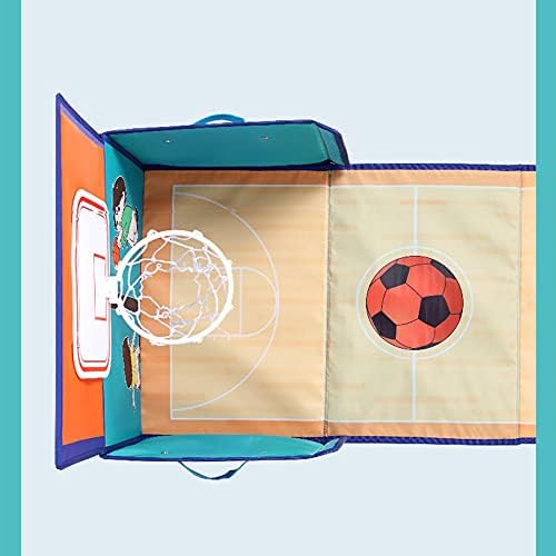 DDJSPORT Organizador de armazenamento de brinquedos dobráveis ​​e baú de brinquedos de argola de basquete