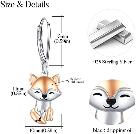 Animal Brincos de argola pequena 925 Sterling Silver Fox/Panda/Sapo Hipoalergênico Brincos Huggie Jóias