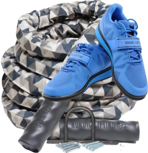 Corda de batalha 1,5 em pacote x 40 pés com sapatos Megin Tamanho 12 - azul