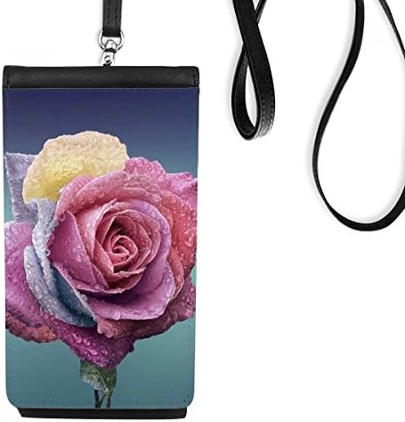 Rosas rosa escuro Flor Flor Phone Cartlet Bolsa pendurada bolsa móvel bolso preto