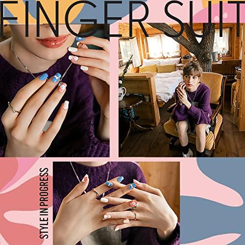 Caixão de Finger Suit de traje de dedo 40pcs, unhas falsas quadradas para mulheres projetadas para os dedos,