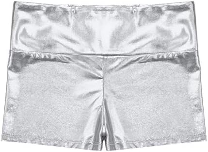 Venjoe Girls Kids Ginástica Shorts Shiny Metallic Workout Bottoms Atividade
