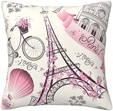 Travesseiro de flores de flor da torre de Aseelo Paris, estojo de almofada quadrada macia para sofá -sofá -cama