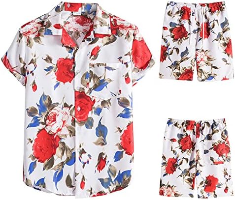 Camisas florais masculas de manga curta camisa para baixo camisa de colarinho seco rápido camisas confortáveis ​​para