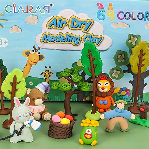 Kit de argila de modelagem de Ciaraq - 64 cores argila de ar -leve seco, segura e não tóxica, ótimo presente para crianças