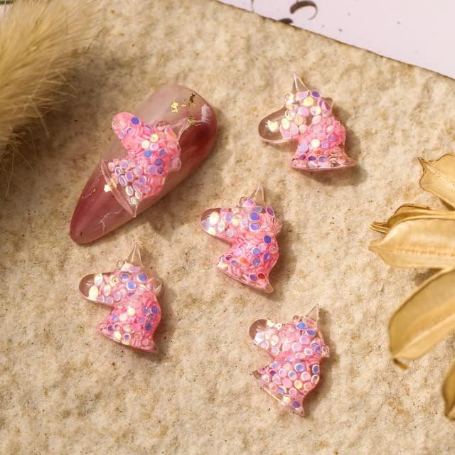 50pcs Animal Nail Horsehead lantejas tridimensionais Cristal da Web Celebridade Rosa Acessórios para unhas de coração