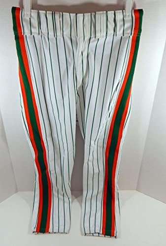 1991 New York Mets D.J Dozler 12 Game usou calças brancas St. Patrick's 34-27 81 - jogo usado calças MLB usadas