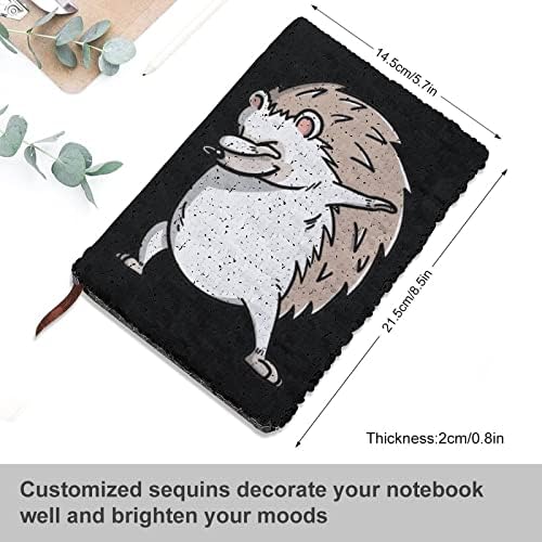 Dabbing Hedgehog Funny Lantebook Reverso Flip Livro do diário de lantejoulas para materiais de escritório