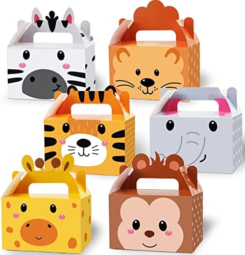12 Pack Jungle Safari Animais Party Favor Caixas Zoo Animais Tema Feliz Aniversário Caixas