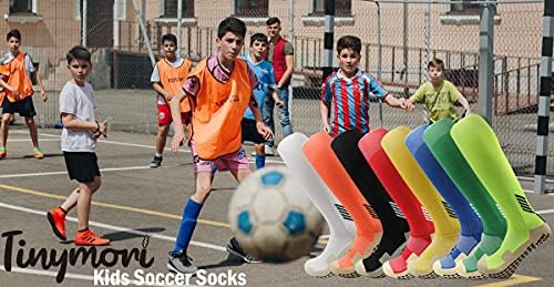 Tinymori Kids Socks Anti Slip meninos meninas joelhos altos meias esportivas para os 6-11 anos