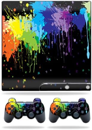 MightySkins Skin Compatível com Sony PlayStation 3 ps3 Skins Slim + 2 Skins Controller Skins Splatter