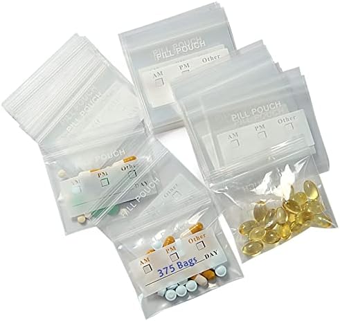 Pacote de sacolas de pílulas de 375 - bolsa de comprimidos de bpa grátis 6 mil 3 x 2,75 polegadas com