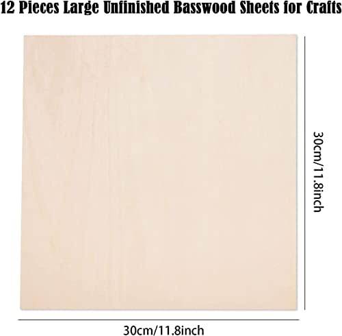 12 pacote 12 x 12 x 1/8 polegada- 3 mm de espessura lençóis de madeira de madeira de basswood de basswood