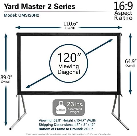 Telas de elite mestre do quintal 2, 120 polegadas Projector interno externo Screen 16: 9, Snap FAST FASH