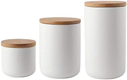 Jarra de cerâmica com tampa, vasilhas de cozinha com tampa de bambu de focas herméticas, vasilha de armazenamento