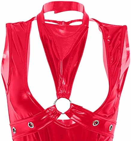 Mulheres Sexy Lingerie Faux Leather Wet Look Ruans Armadia Roupa Roupe
