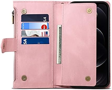 Caixa de carteira de flip -flip de telefone compatível com iPhone X/XS, estojo com zíper com slot para