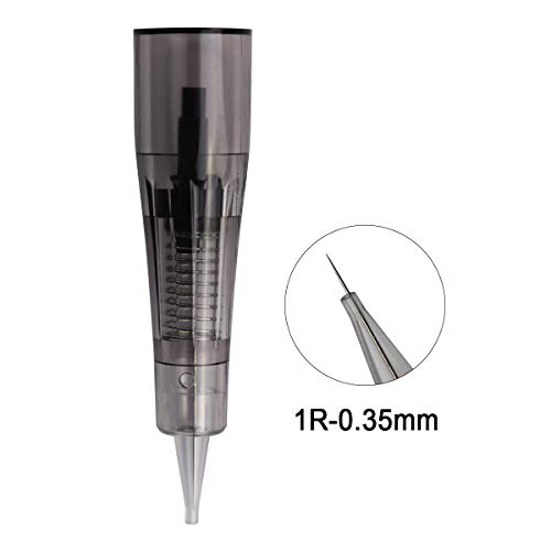 20 PCS A agulhas de cartucho de maquiagem permanente 1R 0,35mm ajustes para a máquina de maquiagem permanente Tamanho da caneta D1,1r, 3r, 5r, 7r, 5f, 7f