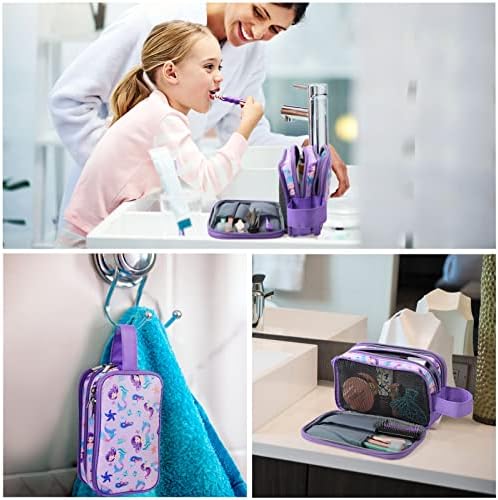 Bolsa de higiene pessoal infantil para meninas, bolsa de higiene pessoal para meninas maquiagem cosmética