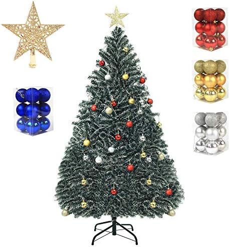 Árvore de Natal artificial de 6 pés árvore de natal com decorações e suporte de metal sólido