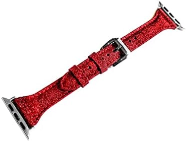 Nickston Red Sparkling Glitter Slim Band Compatível com Apple Watch Ultra 8 7 6 SE Série 40mm 41mm 44mm