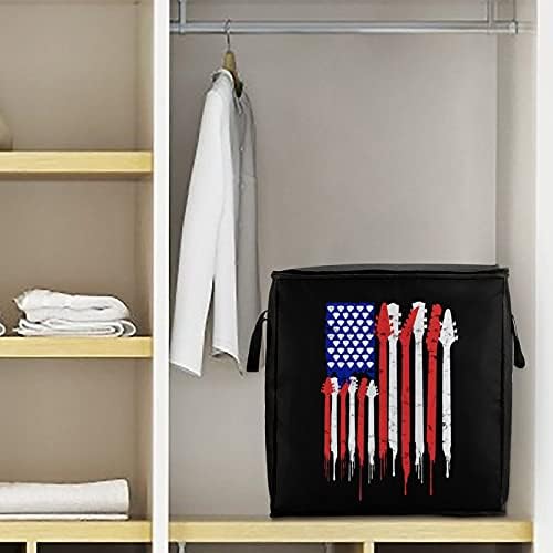 Bandeira patriótica America Lovers Large Quilt Storage Bag Organizer Box Zipper em cima para