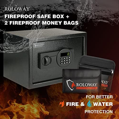 Roloway grande caixa segura com sacolas de dinheiro à prova de fogo e grande pacote de bolsa à prova de fogo