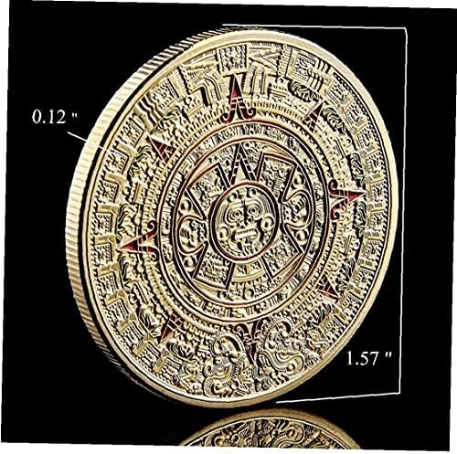 1pc Coin comemorativo MEXICANO MAYA CALENDÁRIO CULTURA CULTURA CULTURA MOUNIR COLECIMENTE DOPRE PERMENTE PARA