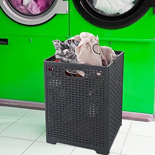 Ramddy 2-Pack Plastic Collapsible Laundry Turmper, cinza, 42 l Cestas de roupa dobrável