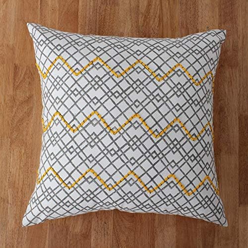 Pillow de algodão impresso em bloco de 18 x 18 x 18 com detalhes geométricos, conjunto de cinco, multicolor