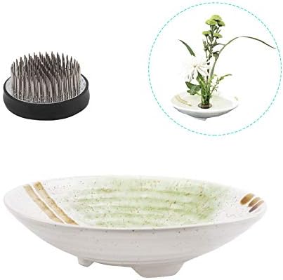 Suprimentos de arranjos de flores wandic, conjunto de 2, sapos redondos e vasos de cerâmica ikebana