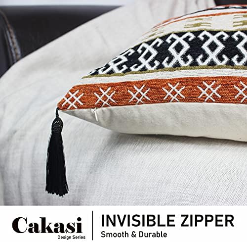 Cakasi Decorativo Aztec Padrão Tampa de travesseiro de 18x18 polegadas Boho, travesseiros de arremão
