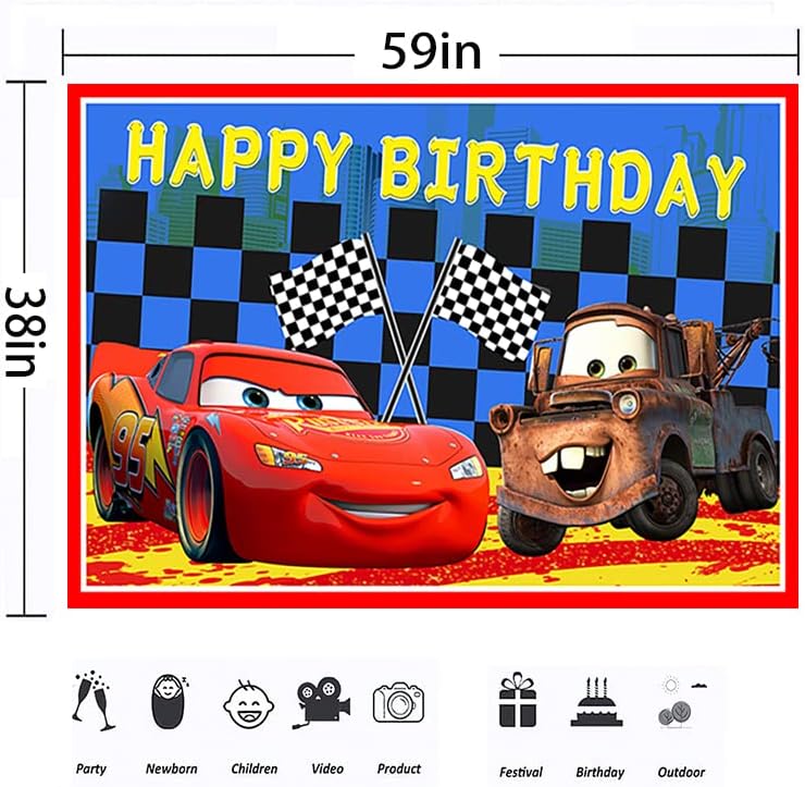 Carros de corrida cenário para decorações de festas de aniversário Rightning McQueen Banner para suprimentos