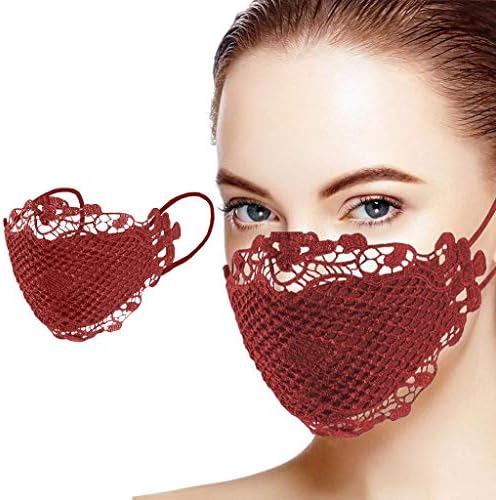Máscara de face de renda Coberturas de rosto respiráveis ​​com loops de ouvido ajustáveis ​​para mulheres bandana
