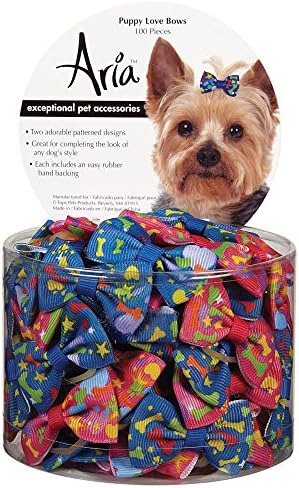 ARIA Puppy Love Bows para cães, vasilhas de 100 peças