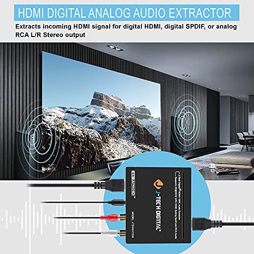 J-Tech Digital 4K30 HDMI Extrator de áudio HDMI ARC Converter SPDIF + RCA Saída HDCP1.4 Compatível com