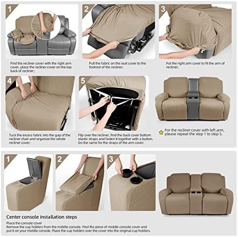 Taococo Recliner Andeseat Cover com capa de sofá -sofá do console médio, tampas de sofá reclináveis