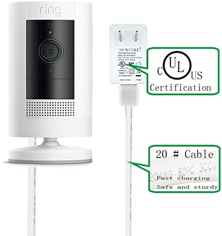 5V1A Adaptador de energia DC com cabo de carga de 16 pés/5m compatível com stick-up/plug-in 3rd gen/2nd