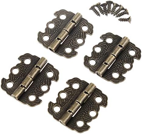 KDKD 4PCS Armário de porta antiga dobra acessórios de mobiliário Jóias de jóias acessórios de móveis de dobradiça para bronze/ouro de armário 29 * 27mm