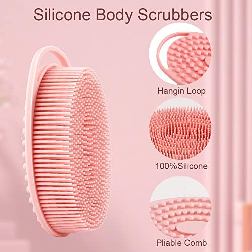 Lavador de silicone macio, 2 PCs Silicone Body Shower, bucha de silicone 2 em 1 banho e escova de shampoo, esfoliação