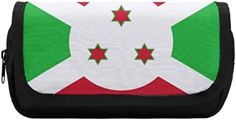 Bandeira da caixa de lápis Buregundi Double Zip Pen Bag de grande capacidade Saco de papelaria de caneta para